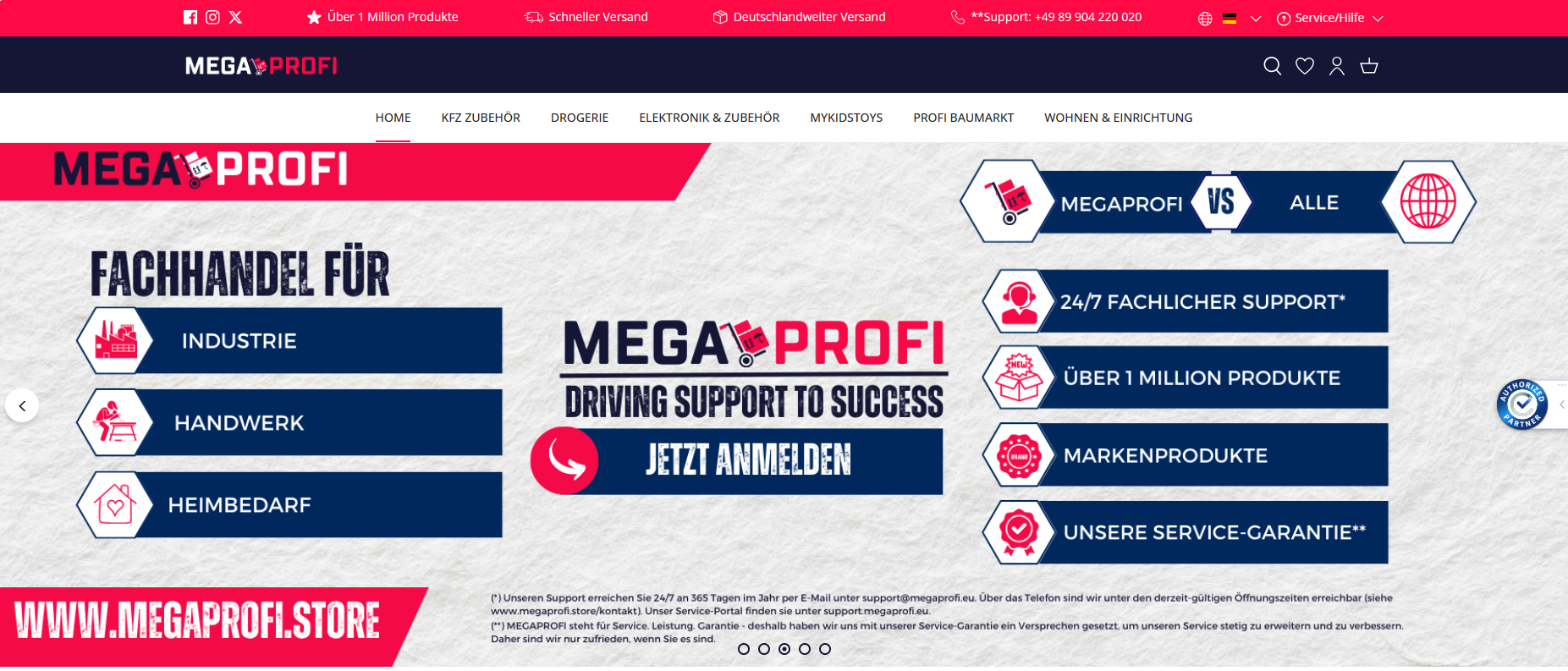 MEGAPROFI UK stellt neuen Shop Online